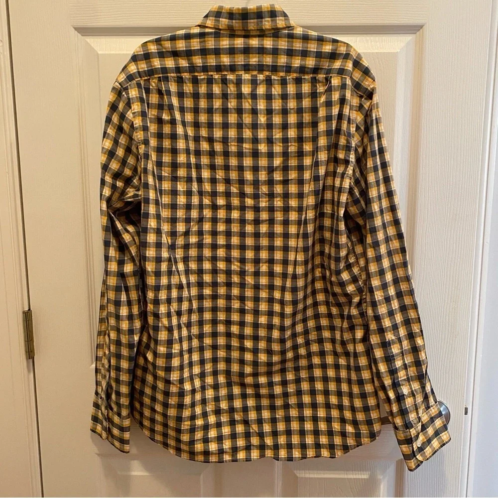 J. Crew Plaid Button-Down Shirt - Gold and Blue